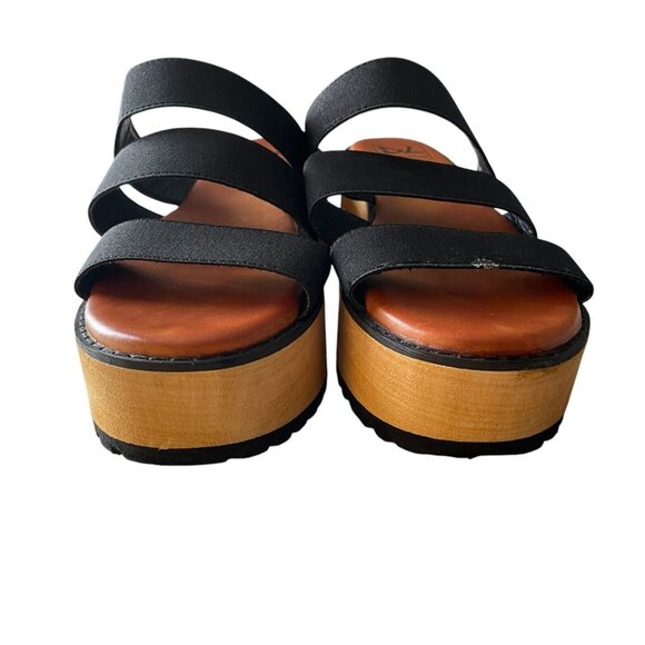 Dirty Laundry Chunky Platform Sandal Womens Sz 7 Y2K 2000s Black Slip-On Strappy - Picture 7 of 12